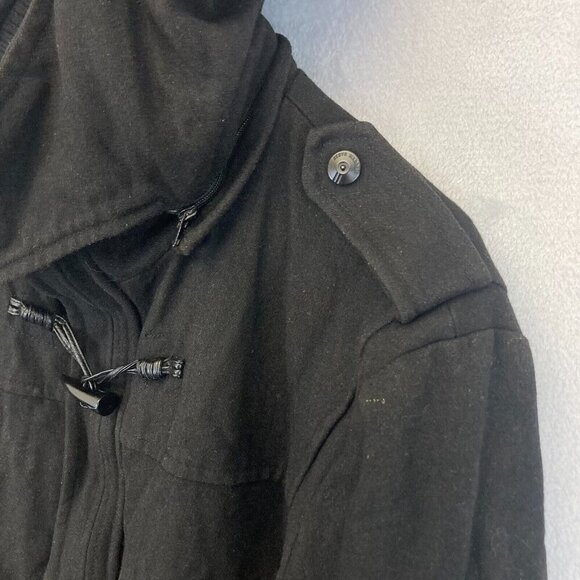 Steve Madden Mens Heavyweight Wool Jacket XL Black Zip & Toggle Coat Y2K Style - Picture 11 of 16